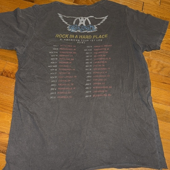 AEROSMITH Concert Tour T-Shirt ROCK IN A HARD PLACE junk food brand SMALL gray - Picture 3 of 5
